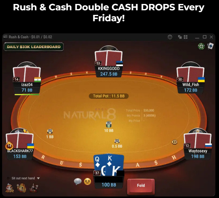 Natural8で人気のポーカー1,Rush & Cash