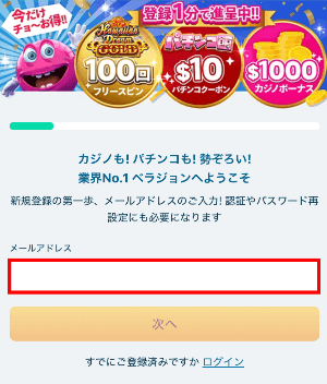 登録フォームを入力