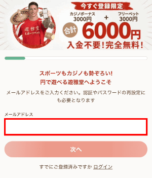 新規登録フォームの入力